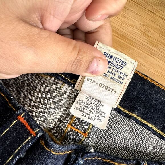 True Religion Jeans SZ 29 Low Rise Blue Johnny Kick Flare Stretch DEADSTOCK Y2K - Picture 5 of 11